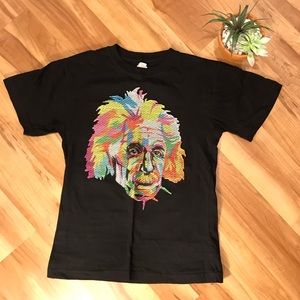 Albert Einstein Embroidered Graphic Tee | Black